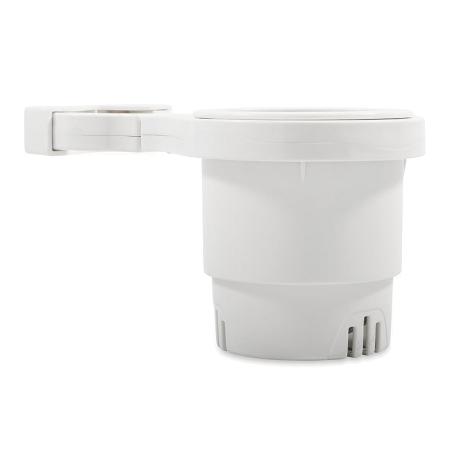 Camco Clamp-On Rail Mounted Cup Holder - Small for Up to 1-1/4" Rail - White 53086 — Quality Boat Parts