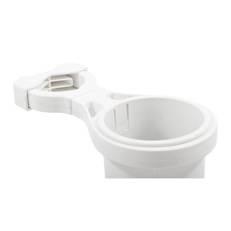 Camco Clamp-On Rail Mounted Cup Holder - Small for Up to 1-1/4" Rail - White 53086 — Quality Boat Parts