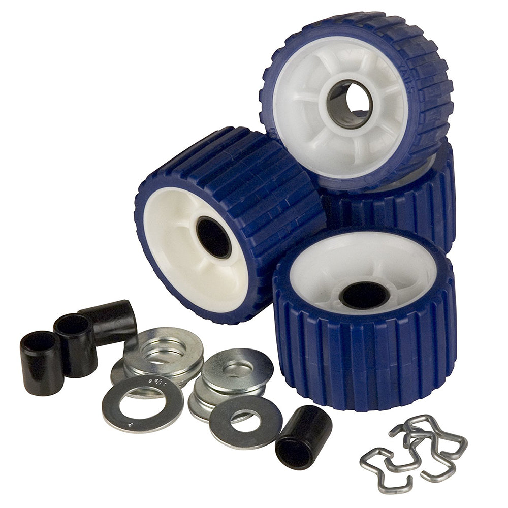 C.E. Smith Ribbed Roller Replacement Kit - 4-Pack - Blue 29320 — Quality Boat Parts