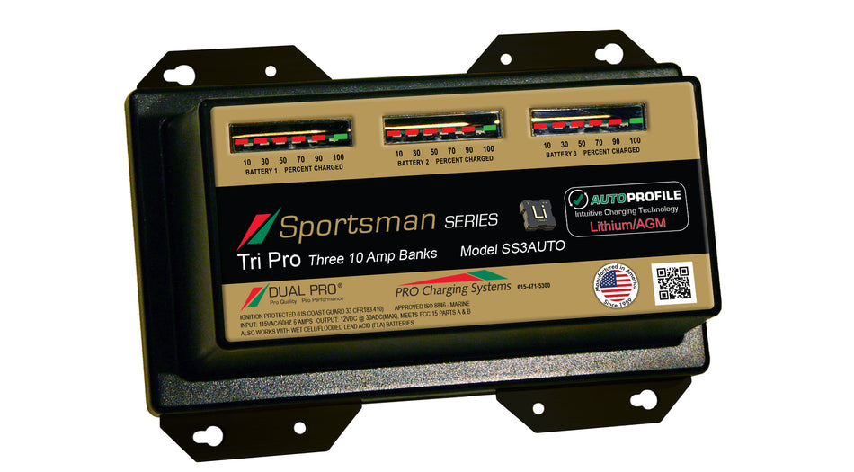 Dual Pro SS3AUTO Battery Charger, Auto Profile 3 Bank 30 Amps SS3AUTO — Quality Boat Parts
