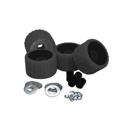 C.E. Smith Ribbed Roller Replacement Kit - 4 Pack - Black 29210 — Quality Boat Parts