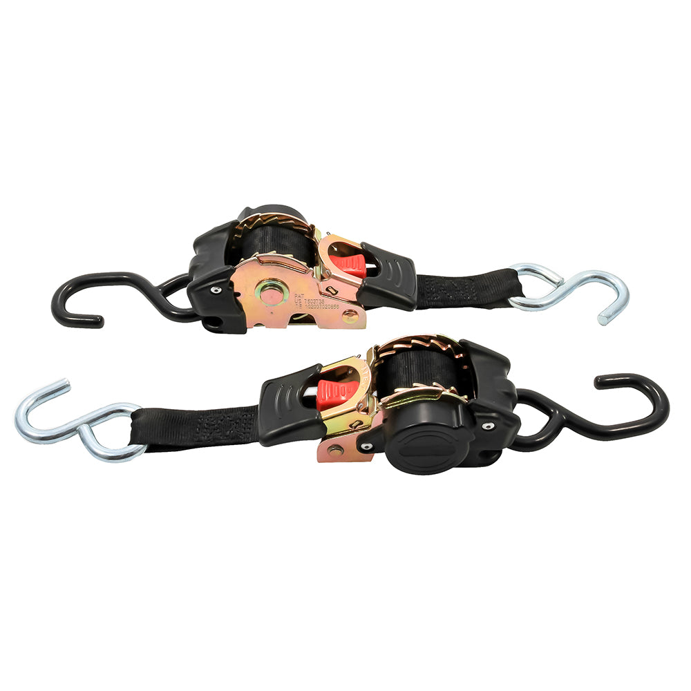 Camco Retractable Tie-Down Straps - 1" Width 6' Dual Hooks 50033 — Quality Boat Parts
