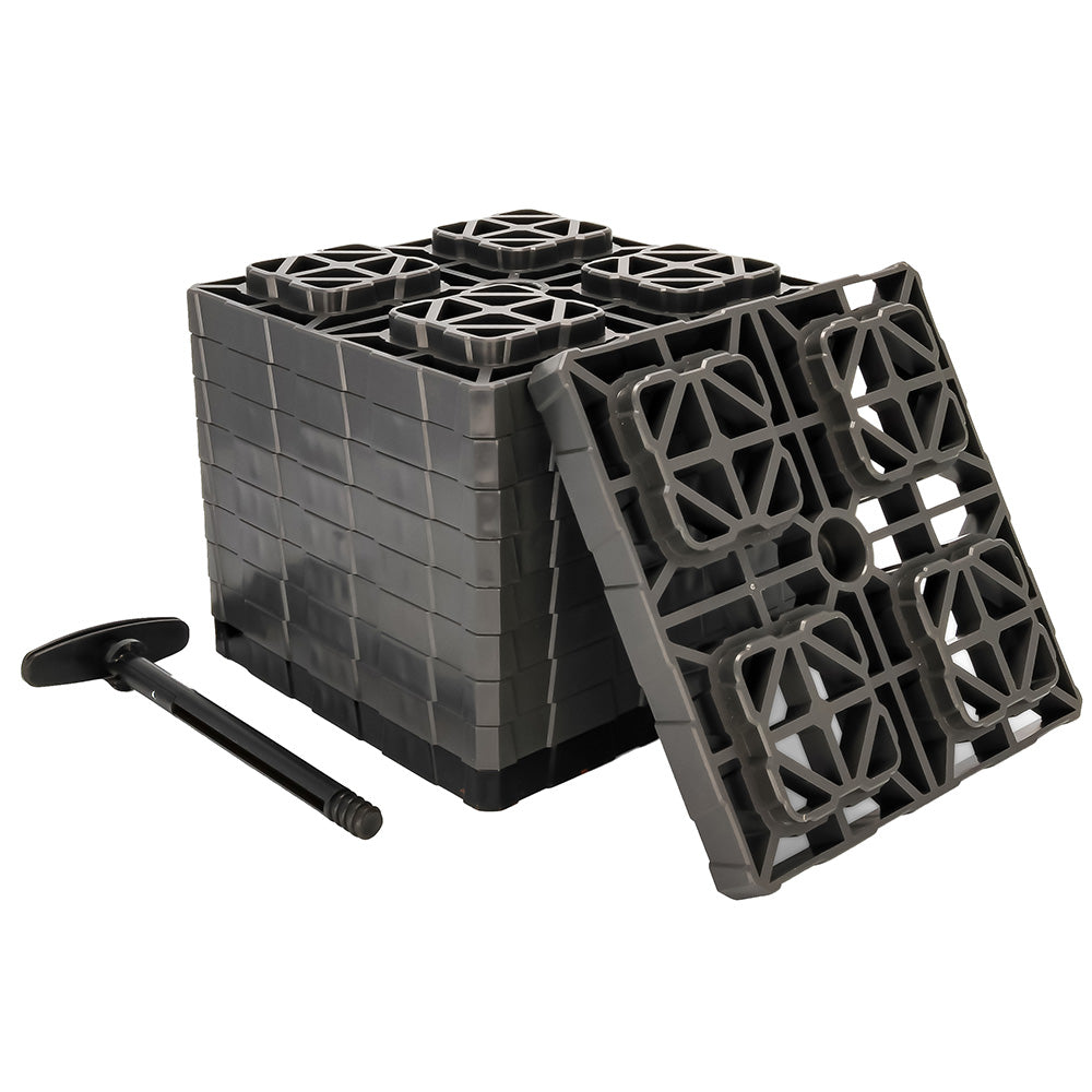 Camco FasTen Leveling Blocks XL w/T-Handle - 2x2 - Grey *10-Pack 44527 — Quality Boat Parts