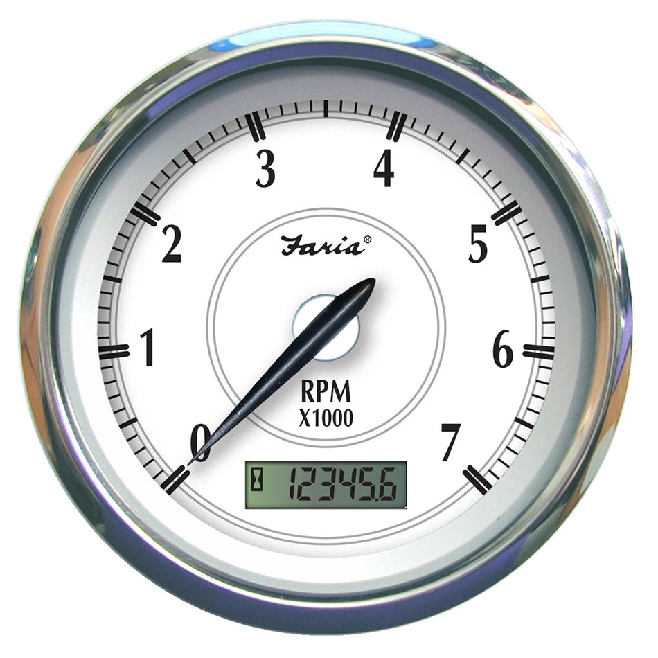 Faria Newport SS 4" Tachometer w/Hourmeter f/Gas Outboard - 7000 RPM 45005 — Quality Boat Parts