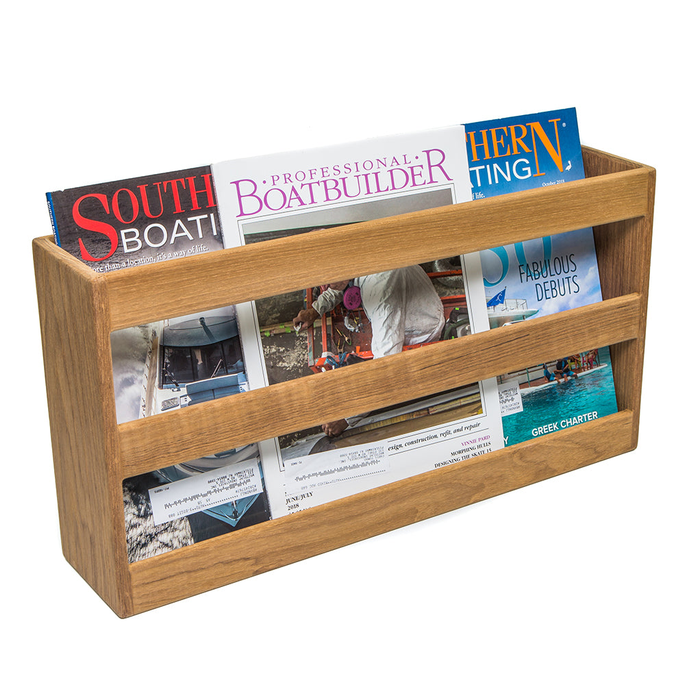 Whitecap Teak Double-Wide Magazine Rack 62508 — Quality Boat Parts