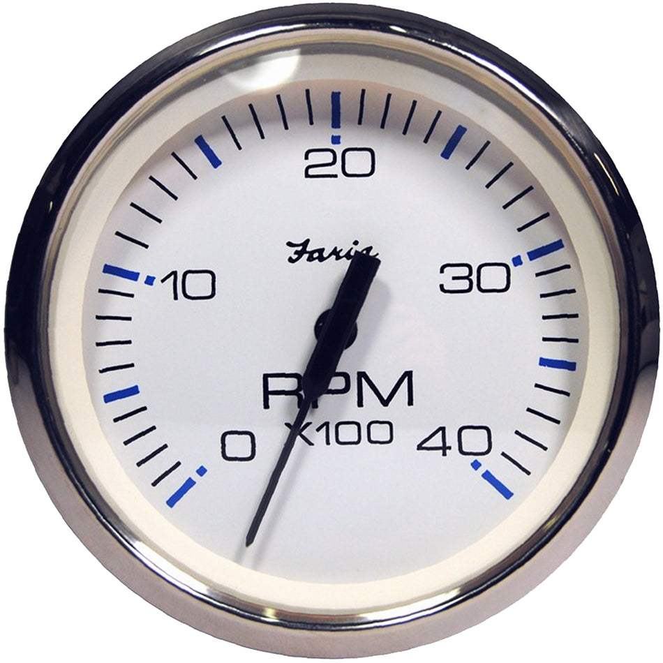Faria Chesapeake White SS 4" Tachometer - 4000 RPM (Diesel) (Magnetic Pick-Up) 33818 — Quality Boat Parts