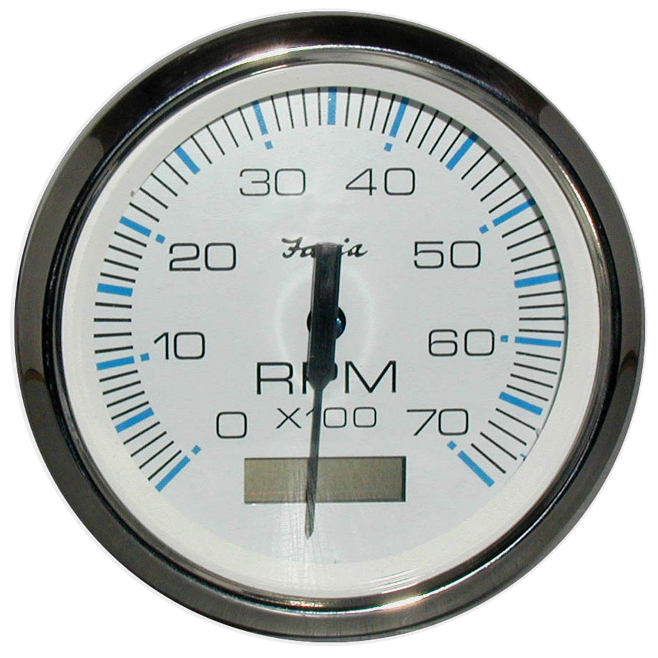 Faria Chesapeake White SS 4" Tachometer w/Hourmeter - 7000 RPM (Gas) (Outboard) 33840 — Quality Boat Parts