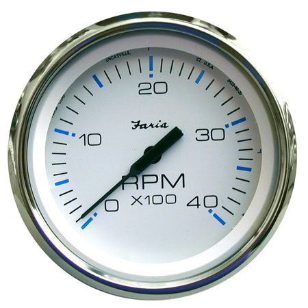 Faria Chesapeake White SS 4" Tachometer - 4000 RPM (Diesel)(Mechanical Takeoff & Var Ratio Alt) 33842 — Quality Boat Parts