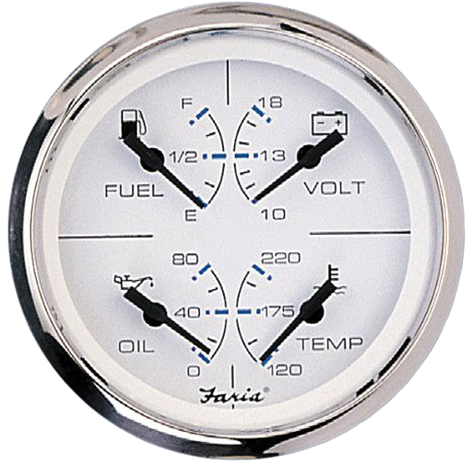 Faria Chesapeake White SS 4" Multifunction Gauge 33851 — Quality Boat Parts