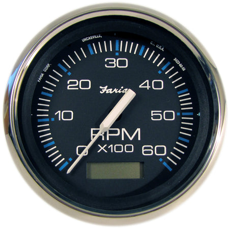Faria Chesapeake Black 4" Tachometer w/Hourmeter - 6000 RPM (Gas) (Inboard) 33732 — Quality Boat Parts