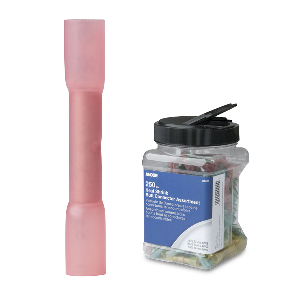 Ancor 22-18 Butt Connector Heat Shrink Red 250 Pack Jar 309001 — Quality Boat Parts