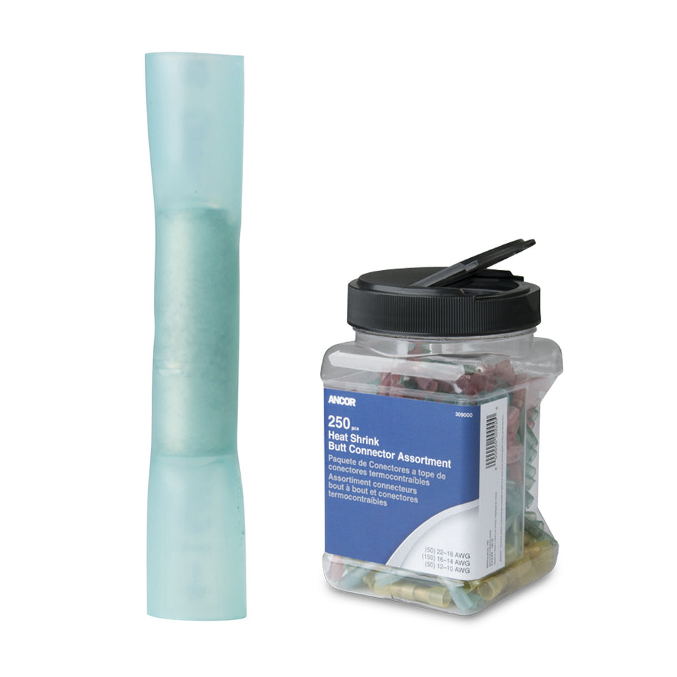 Ancor 16-14 Butt Connector Heat Shrink Blue 250 Pack Jar 309101 — Quality Boat Parts