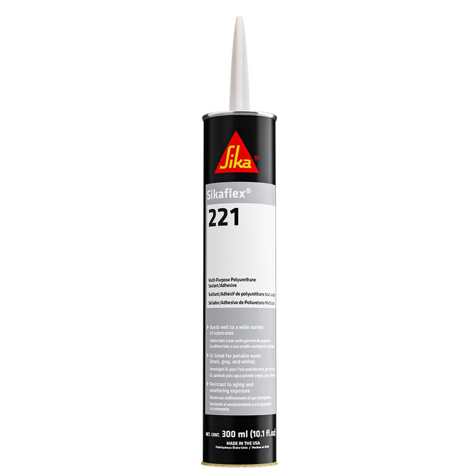 Sika Sikaflex® 221 Multi-Purpose Polyurethane Sealant/Adhesive - 10.3oz (300ml) Cartridge - Black 90893 — Quality Boat Parts