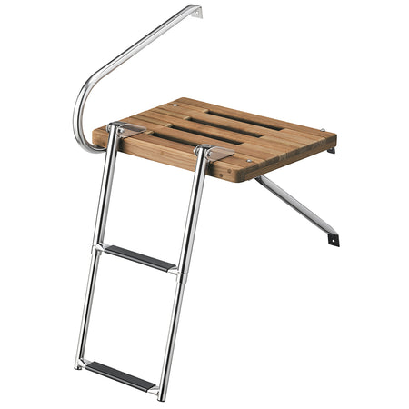 Whitecap Teak Swim Platform w/2-Step Telescoping Ladder f/Boats w/Outboard Motors 68900 — Quality Boat Parts