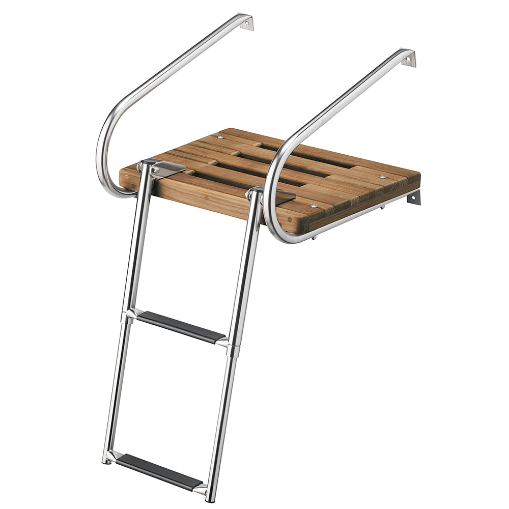 Whitecap Teak Swim Platform w/2-Step Telescoping Ladder f/Boats w/Inboard/Outboard Motors 68904 — Quality Boat Parts