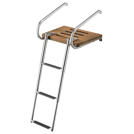 Whitecap Teak Swim Platform w/3-Step Telescoping Ladder f/Boats w/Inboard/Outboard Motors 68906 — Quality Boat Parts