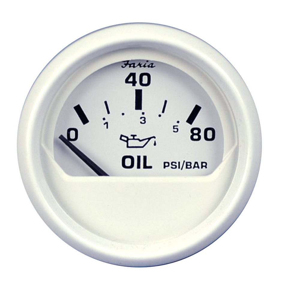 Faria Dress White 2" Oil Pressure Gauge (80 PSI) 13102 — Quality Boat Parts
