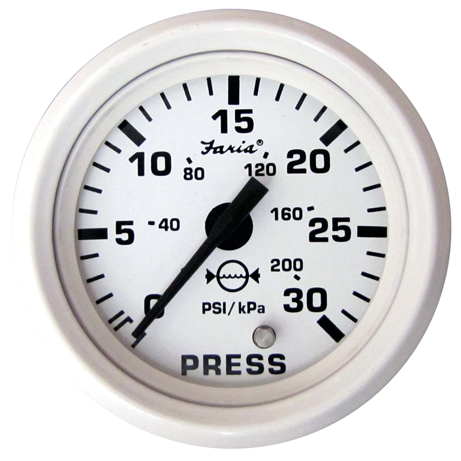 Faria Dress White 2" Water Pressure Gauge (30 PSI) 13108 — Quality Boat Parts