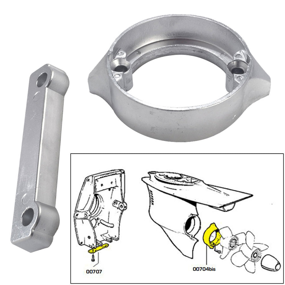 Tecnoseal Anode Kit w/Hardware - Volvo Duo-Prop 280 - Zinc 20702 — Quality Boat Parts