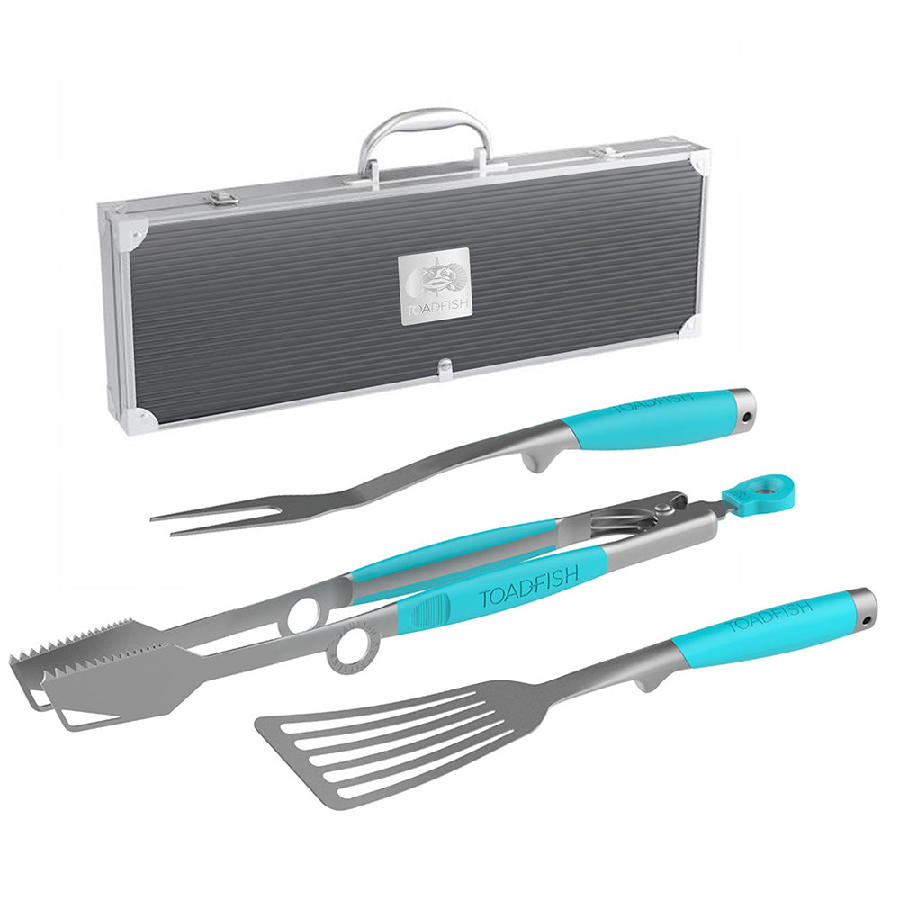 Toadfish Ultimate Grill Set + Case - Tongs, Spatula & Fork 1092 — Quality Boat Parts
