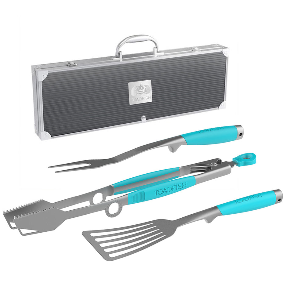 Toadfish Ultimate Grill Set + Case - Tongs, Spatula & Fork 1092 — Quality Boat Parts