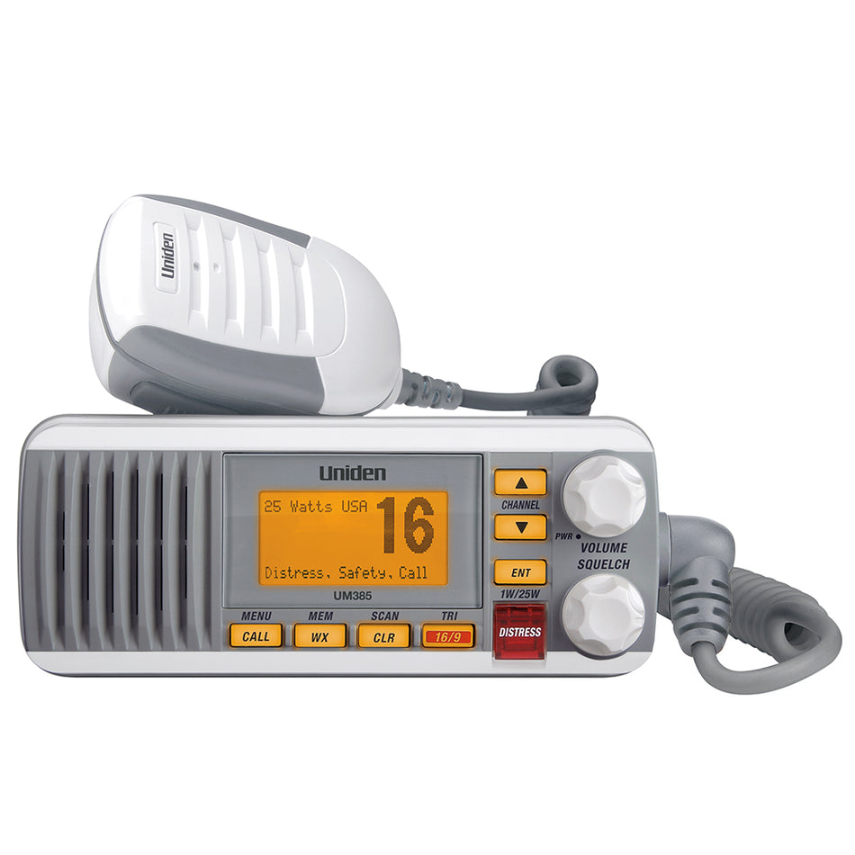 Uniden UM385 White VHF Class D DSC 25 Watt UM385 — Quality Boat Parts