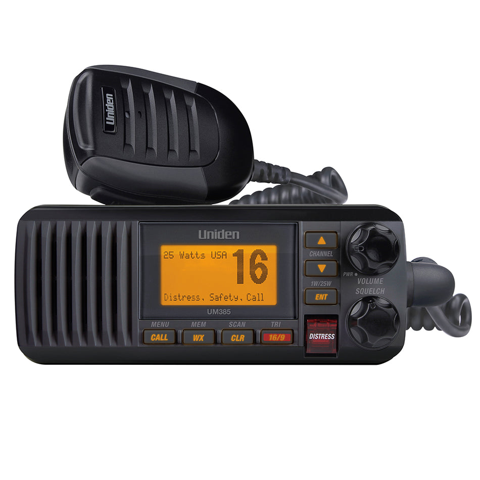Uniden UM385BK Black VHF Class D DSC 25 Watt UM385BK — Quality Boat Parts