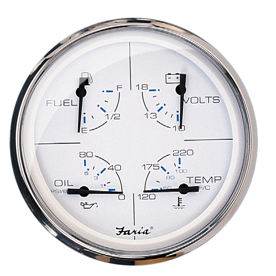 Faria Chesapeake White SS 5" Multifunction Gauge 33864 — Quality Boat Parts
