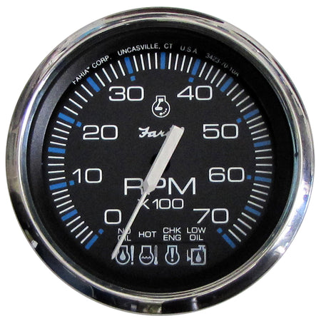 Faria Chesapeake Black SS 4" Tachometer w/Systemcheck Indicator - 7000 RPM (Gas) f/ Johnson / Evinrude Outboard 33750 — Quality Boat Parts