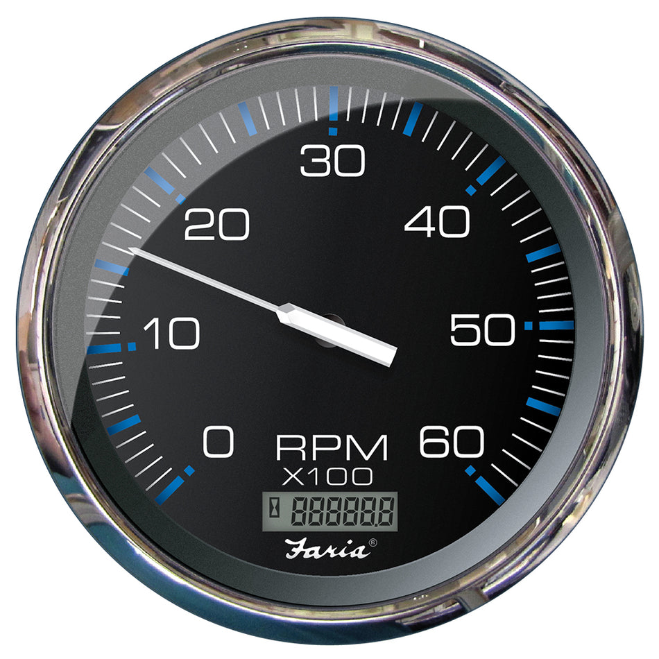 Faria Chesapeake Black 5" Tachometer w/Digital Hourmeter - 6000 RPM (Gas) (Inboard) 33763 — Quality Boat Parts