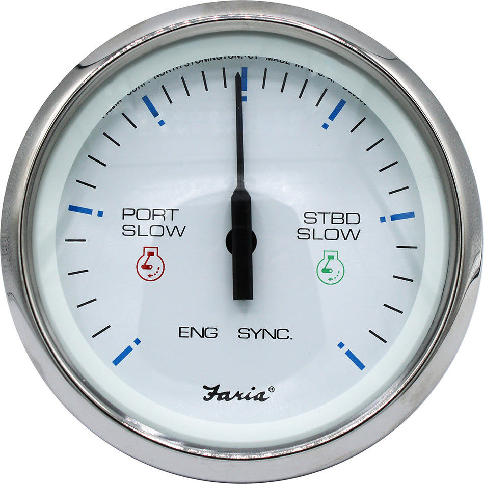 Faria 4" Chesapeake SS White Engine Synchronizer - Dual Gas & Var Ratio Alt Diesel 33801 — Quality Boat Parts