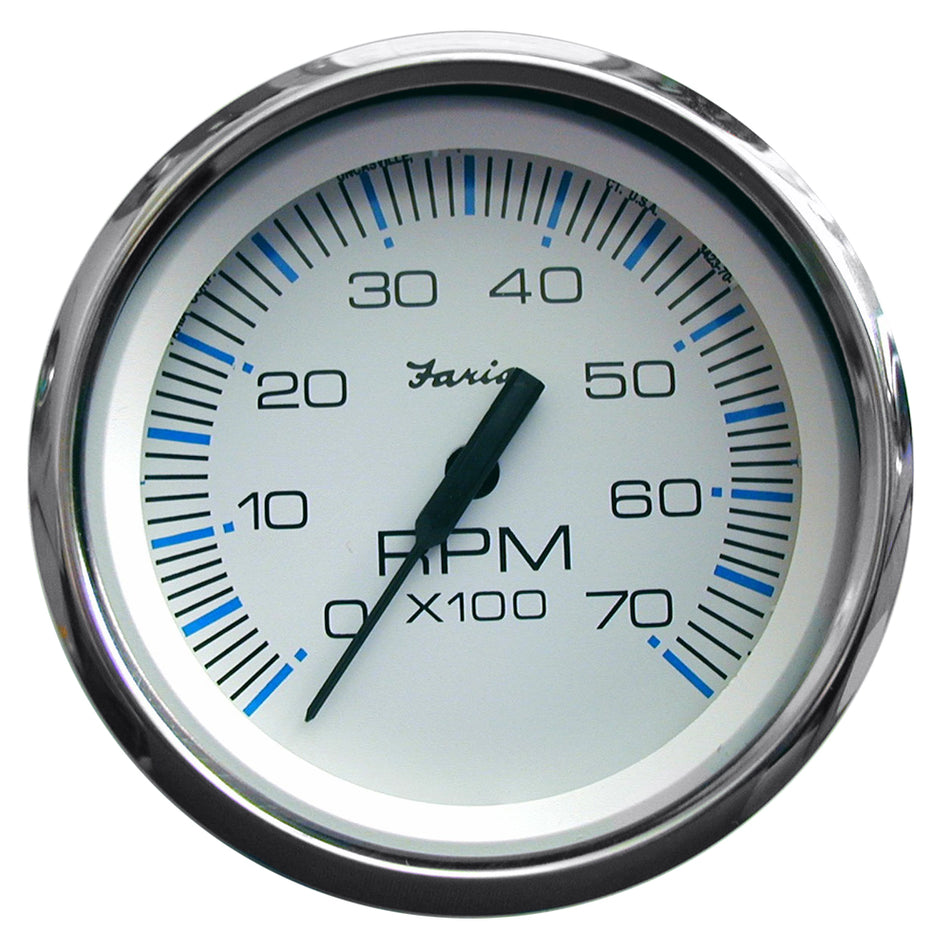 Faria Chesapeake White SS 4" Tachometer - 7000 RPM (Gas) (All Outboards) 33817 — Quality Boat Parts