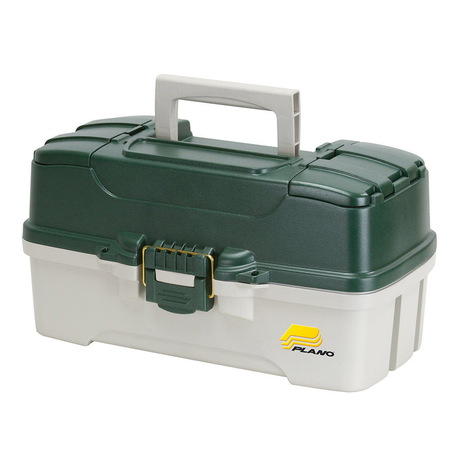 Plano 3-Tray Tackle Box w/Duel Top Access - Dark Green Metallic/Off White 620306 — Quality Boat Parts