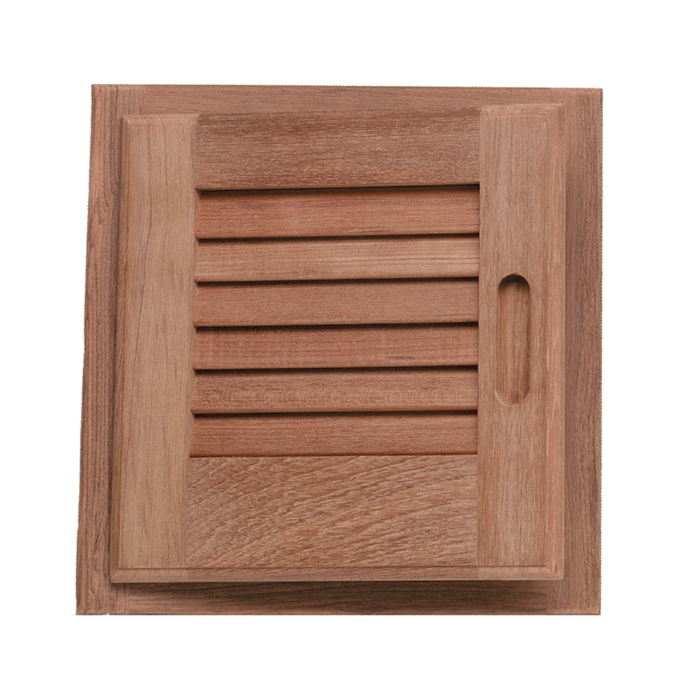 Whitecap Teak Louvered Door & Frame - Left Hand - 12" x 12" 60721 — Quality Boat Parts