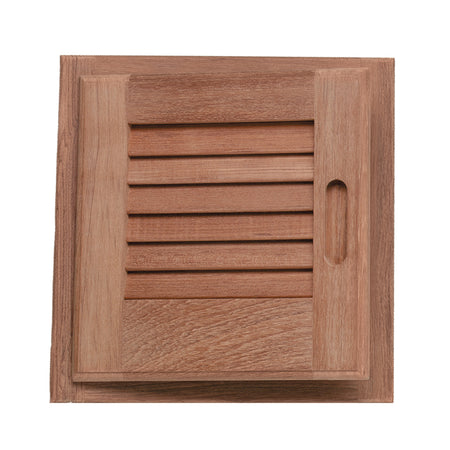Whitecap Teak Louvered Door & Frame - Left Hand - 12" x 12" 60721 — Quality Boat Parts