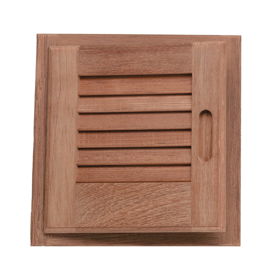 Whitecap Teak Louvered Door & Frame - Left Hand - 12" x 12" 60721 — Quality Boat Parts