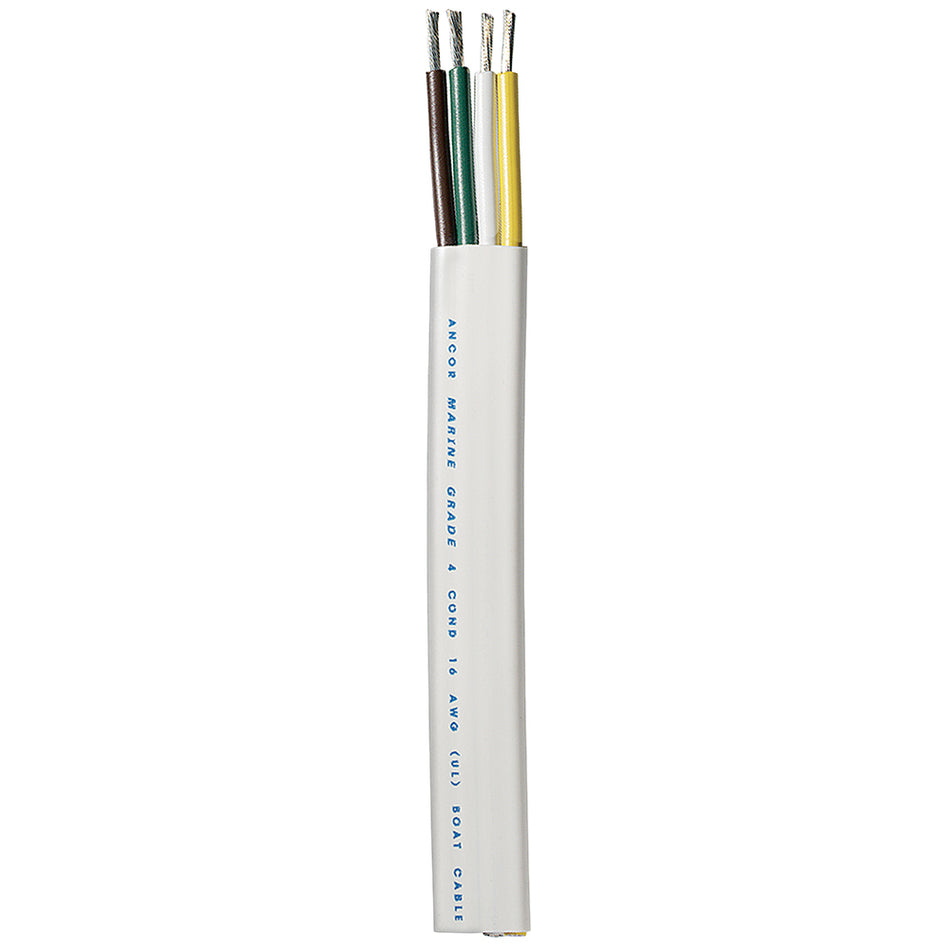 Ancor Trailer Cable - 16/4 AWG - Yellow/White/Green/Brown - Flat - 100' 154010 — Quality Boat Parts