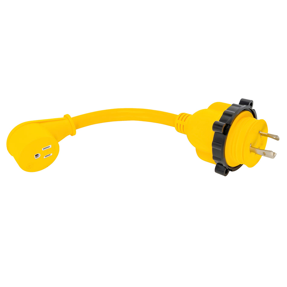 Camco 30AM/15AF Power Grip Marine 12" Dogbone - M-Locking/90F Adapter 55616 — Quality Boat Parts