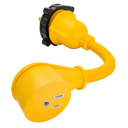 Camco 30AM/15AF Power Grip Marine 12" Dogbone - M-Locking/90F Adapter 55616 — Quality Boat Parts