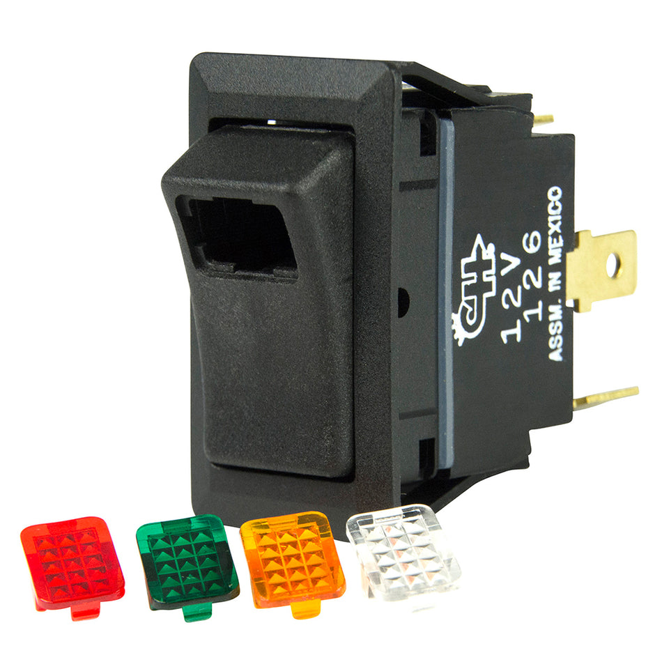 BEP SPST Rocker Switch - 1-LED w/4-Colored Covers - 12V/24V - ON/OFF 1001716 — Quality Boat Parts