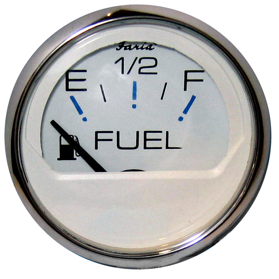 Faria Chesapeake White SS 2" Fuel Level Gauge (E-1/2-F) 13801 — Quality Boat Parts