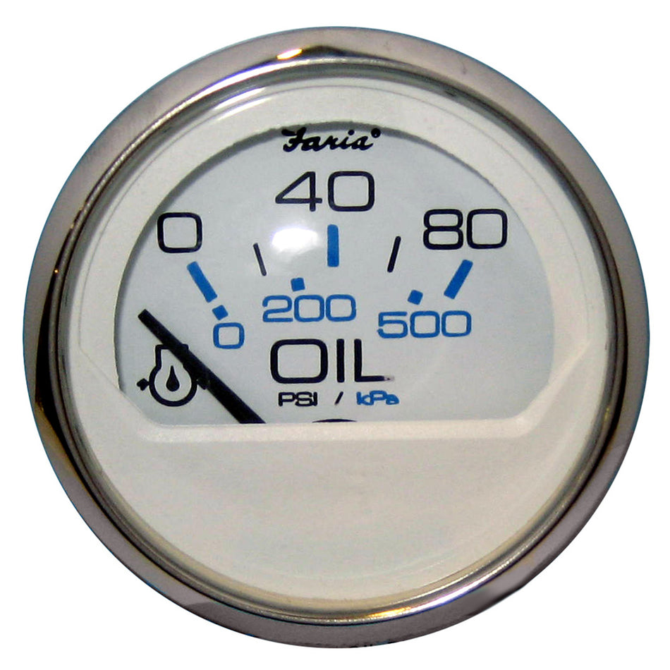 Faria Chesapeake White SS 2" Oil Pressure Gauge (80 PSI) 13802 — Quality Boat Parts