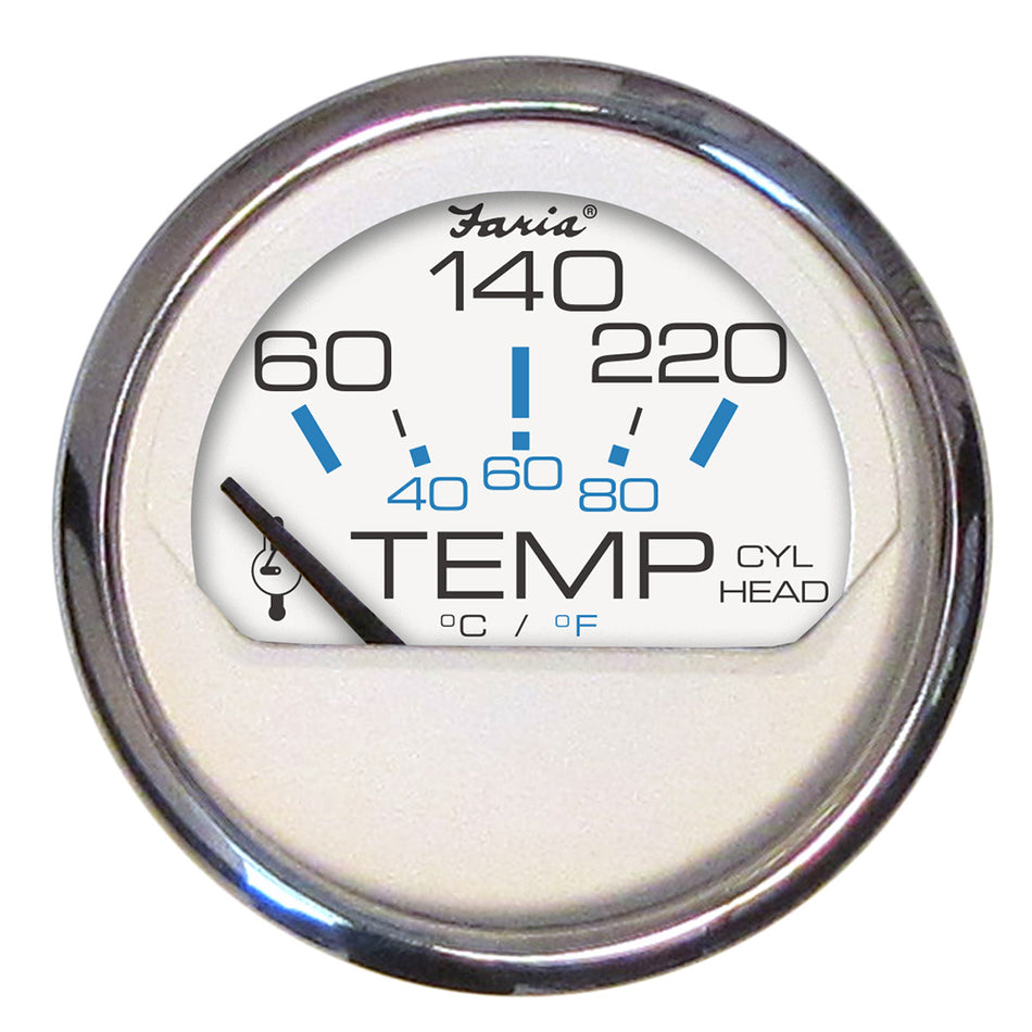 Faria Chesapeake White SS 2" Cylinder Head Temperature Gauge (60-220°F) 13806 — Quality Boat Parts