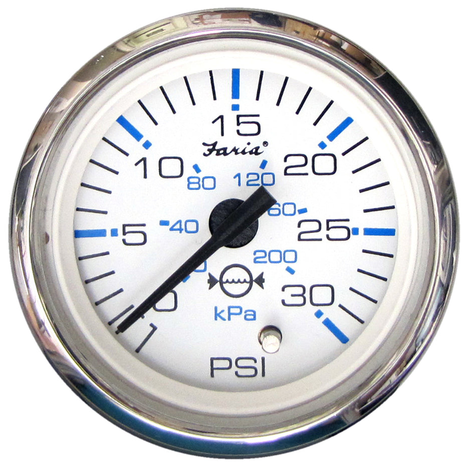 Faria Chesapeake White SS 2" Water Pressure Gauge (30 PSI) 13812 — Quality Boat Parts
