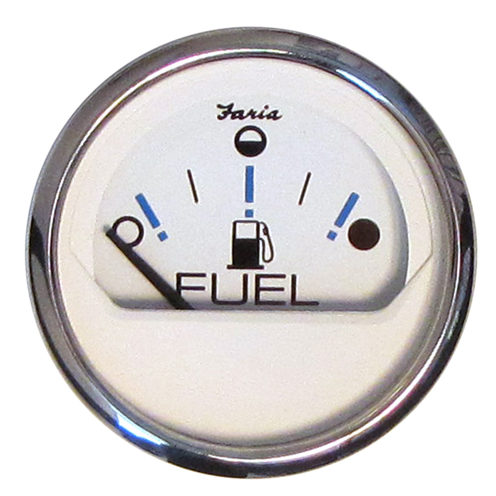 Faria Chesapeake White SS 2" Fuel Level Gauge - Metric (E-1/2-F) 13818 — Quality Boat Parts