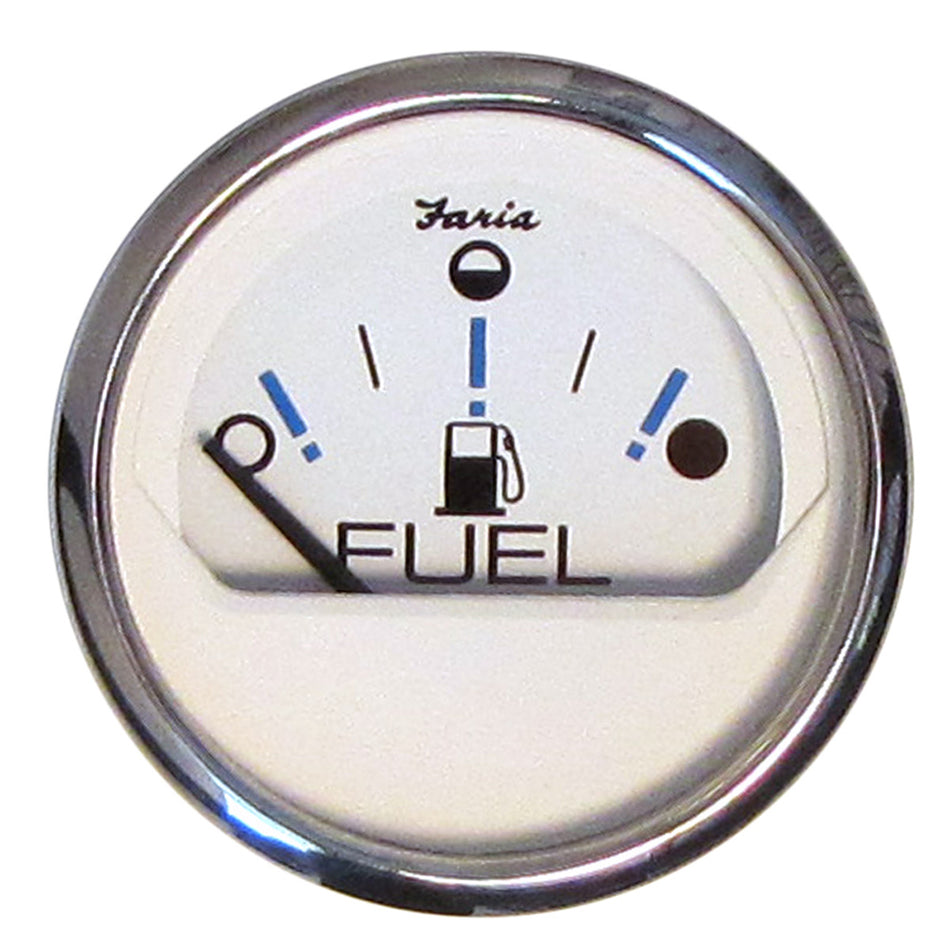 Faria Chesapeake White SS 2" Fuel Level Gauge - Metric (E-1/2-F) 13818 — Quality Boat Parts