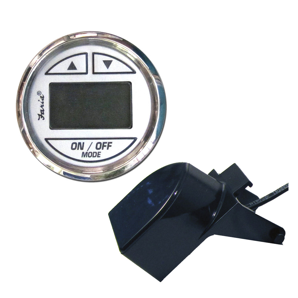 Faria Chesapeake White SS 2" Depth Sounder w/ Transom Mount Transducer 13850 — Quality Boat Parts