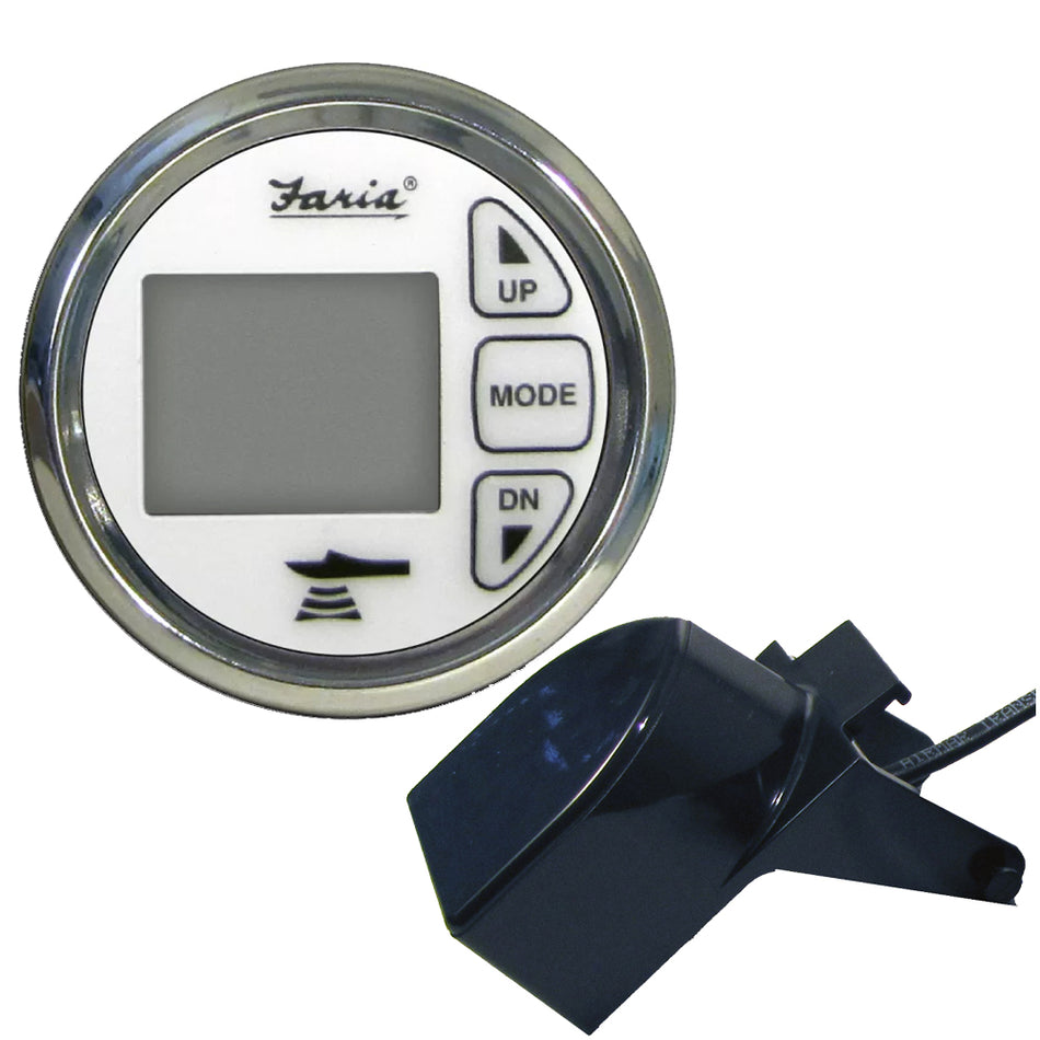 Faria Chesapeake White SS 2" Dual Depth & Temp Sounder w/Transom Mount Transducer 13852 — Quality Boat Parts