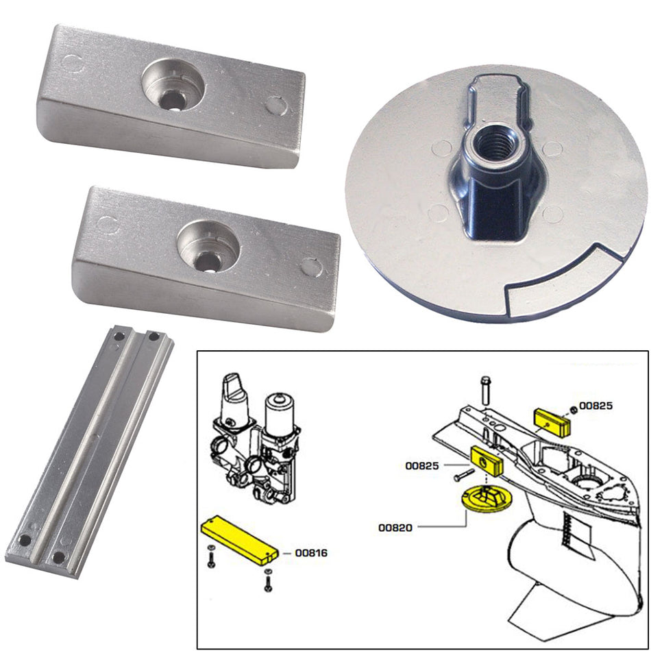 Tecnoseal Anode Kit w/Hardware - Mercury Verado 4 - Zinc 20814 — Quality Boat Parts