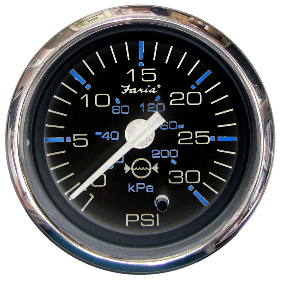 Faria Chesapeake Black 2" Water Pressure Gauge (30 PSI) 13712 — Quality Boat Parts